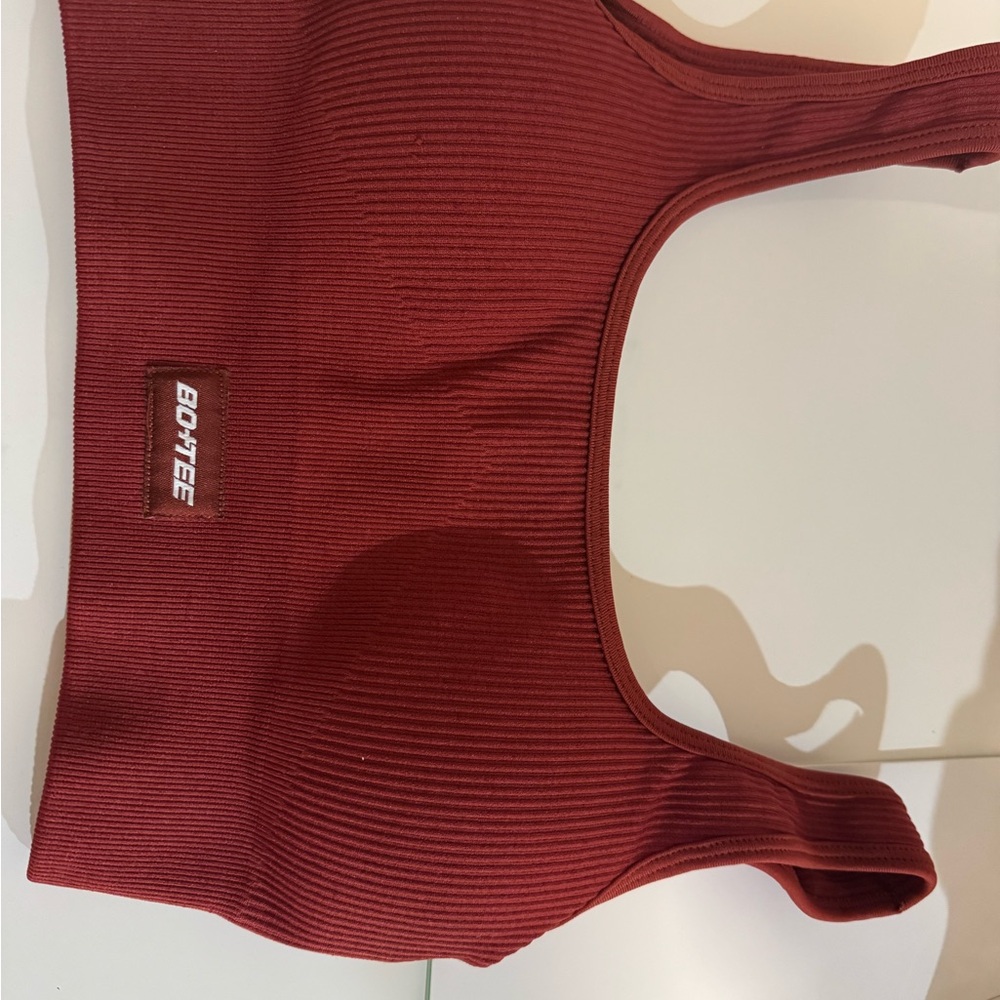 BO+TEE Women's Ribbed Sports Bra - Red